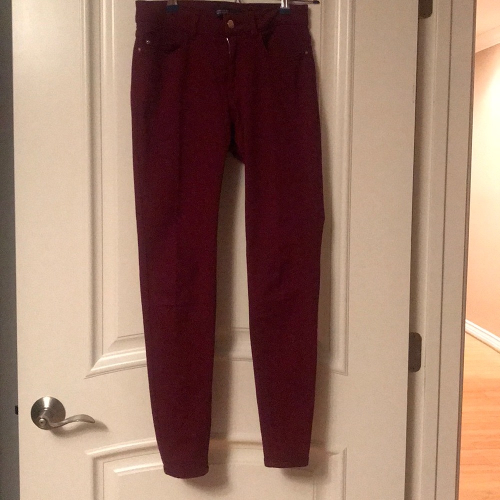 Skinny pants. Color is burgundy